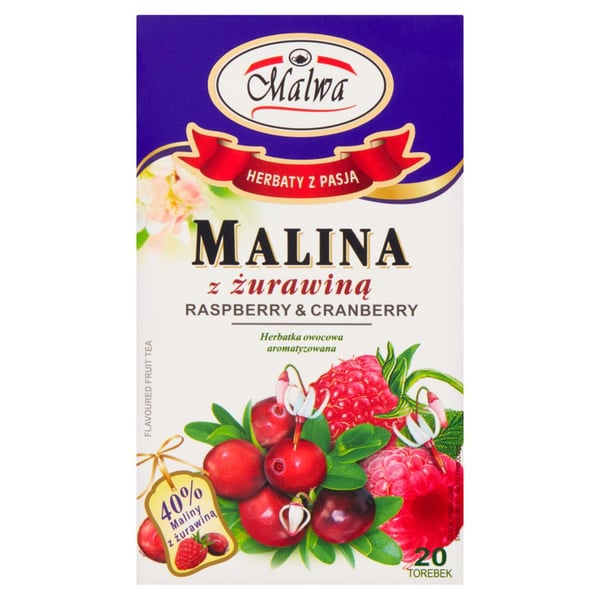 Malwa Fruktté med hallon och tranbär 40 g (20 x 2 g) Malwa Fruktté med hallon och tranbär 40 g (20 x 2 g)