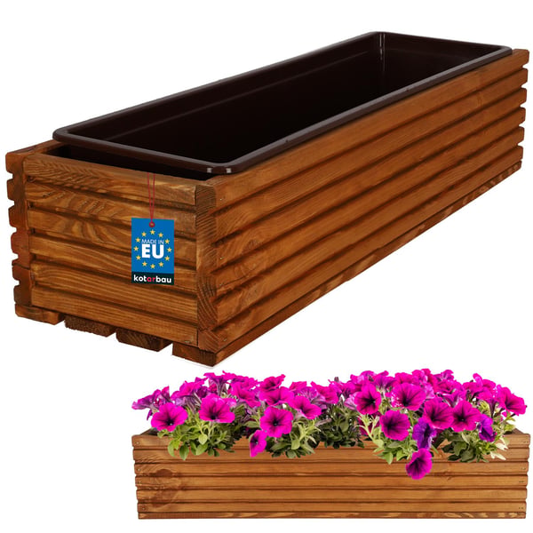 Kotarbau® Kukkaruukkulaatikko Puinen puutarhan istutuslaatikko terassille ja sisäkkeellä Tammi 64 x 20 CM