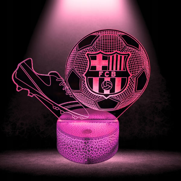 Nattbordslampa för barn FC Barcelona Fotboll 16 LED 3D + Fjärrkontroll