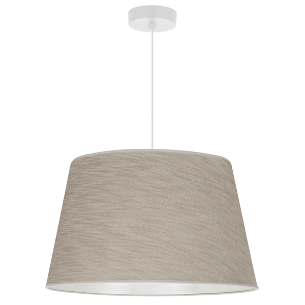 Hængelampe, linnedkegle, hvid, 1 flad, beige lampeskærm, L05 44cm