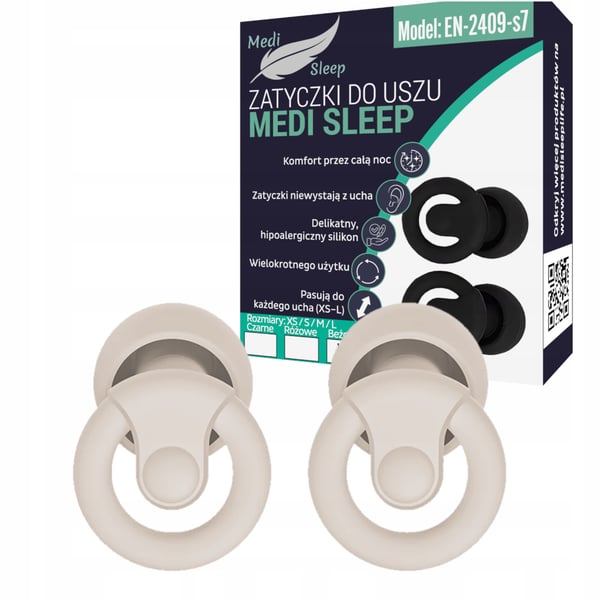 Medi Sleep -korvatulpat nukkumiseen, koko XS / S / M / L, beige
