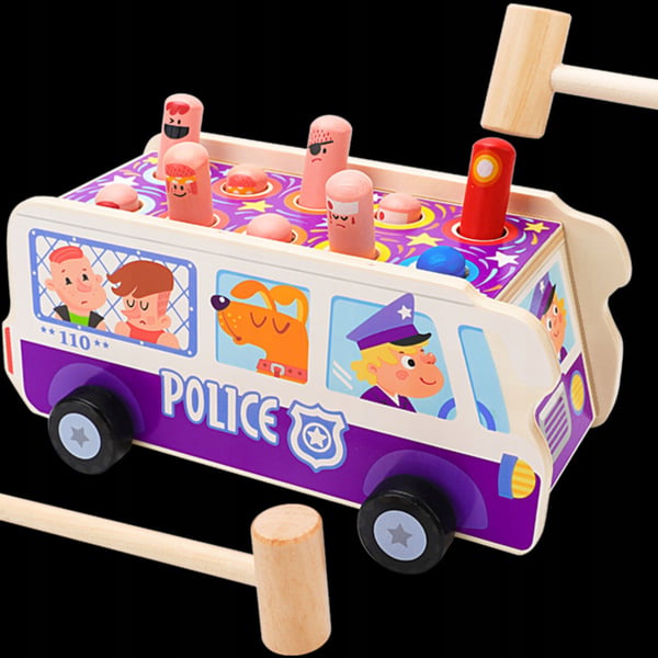 Puinen Montessori-aistitaitopeli poliisiautolla