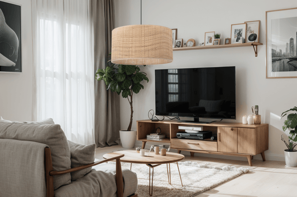 RATTAN HÆNGELAMPE SORT 1 FLAD RATTAN LAMPESKÆRM 40CM