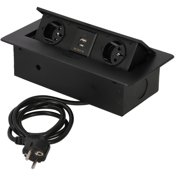 KOTARBAU® Indbygning bænkuttag Kombibox 2 udtag 230V + USB A+C KOTARBAU® Indbygning bænkuttag Kombibox 2 udtag 230V + USB A+C