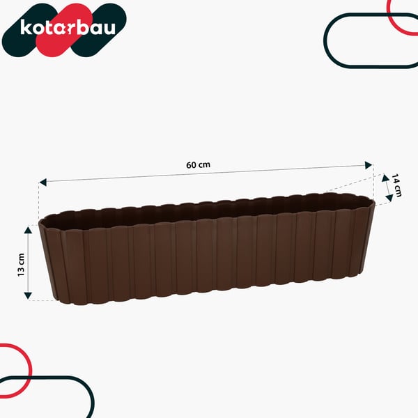 Oval kasse til altanurtepotte rustik brun 60 cm 4 stk.