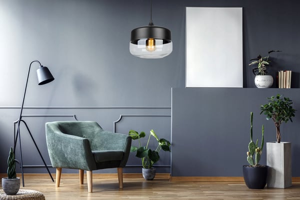 HÆNGENDE LOFTSLAMPE, GLASPLAFON, LED-LAMPE