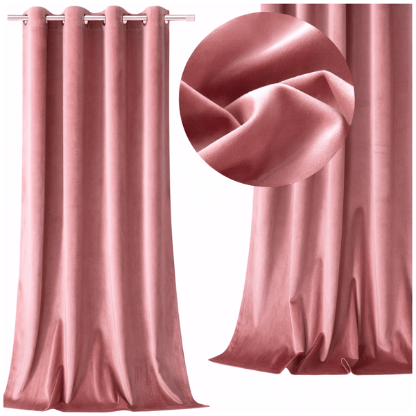 Sammetsgardin med öljetter - rosa