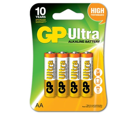 ULTRA ALKALIN BATTERI AA LR6 1,5V 4 STK. - GP15AU-U4 ULTRA ALKALIN BATTERI AA LR6 1,5V 4 STK. - GP15AU-U4