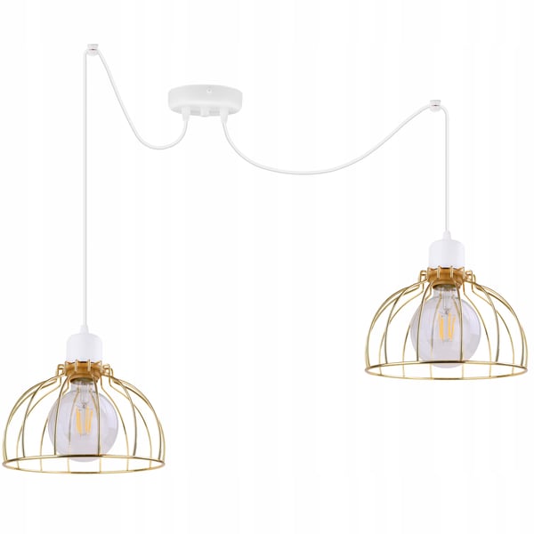 Lofthængende lampe med lysekrone i gylden edderkop-stil