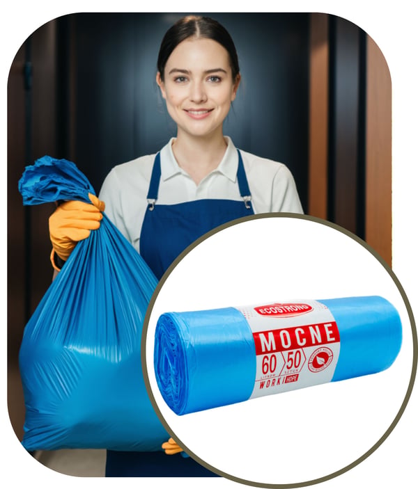 Affaldsposer 60l blå HDPE 50 stk.