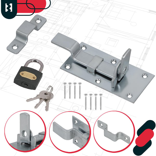 KOTARBAU® universallåsregel för dörrar och grindar med hänglås, stål 100 mm