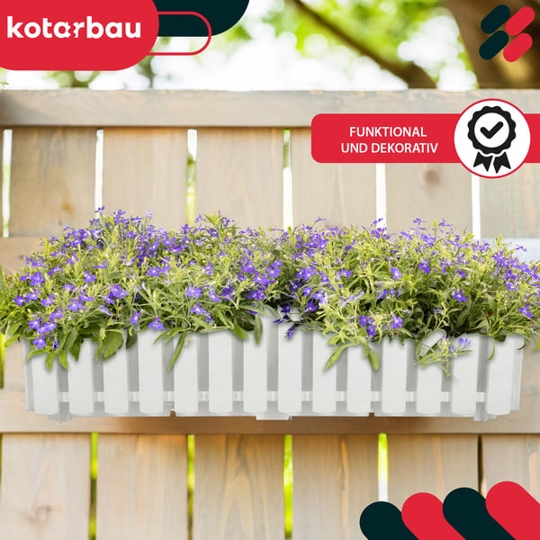 Blomkruka balkong terrasslåda med krokar bevattningssystem vit 60cm