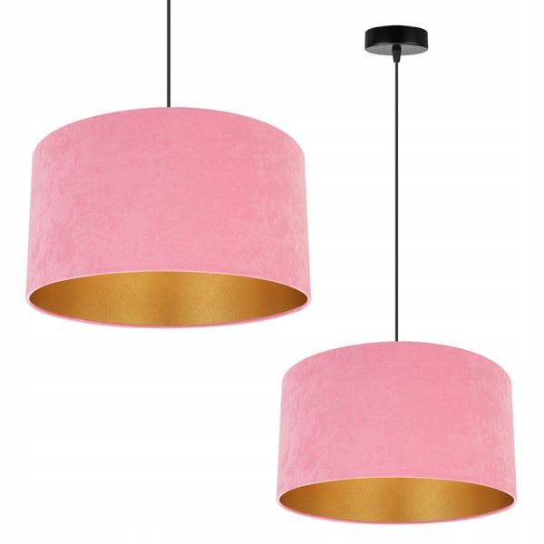 HÆNGENDE LAMPE LOFTSKRONE GYLDEN FLØJLSSKÆRM