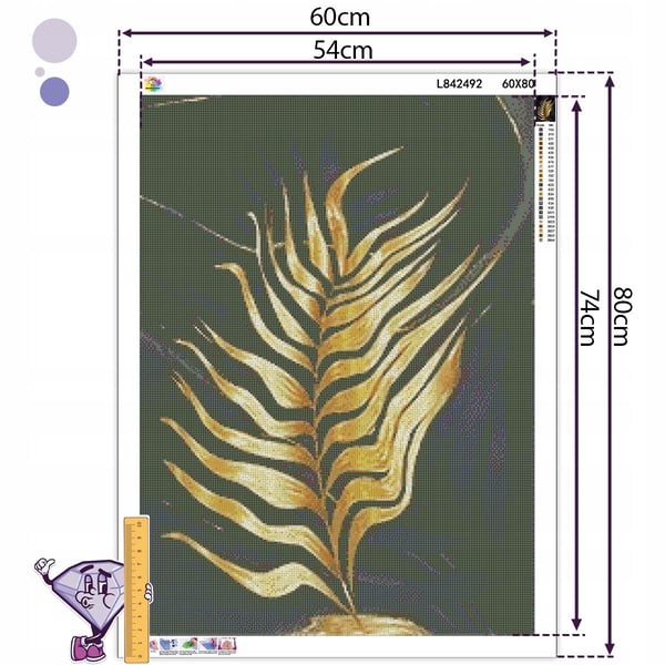 Ob_XL_44 diamantmålning 60x80 cm natur och bladguld