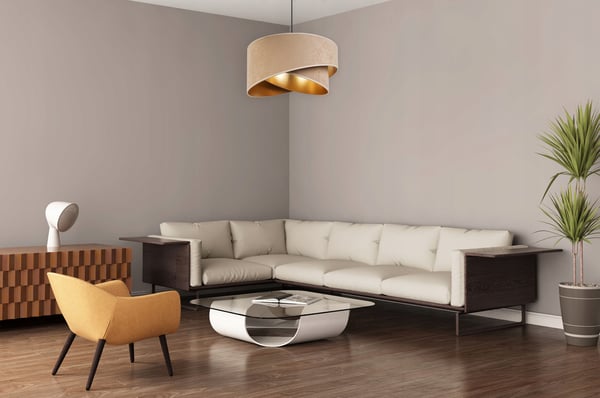 HÆNGENDE LAMPE LOFTSKRONE GYLDEN FLØJLSSKÆRM
