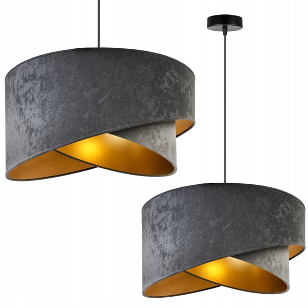 HÆNGENDE LAMPE LOFTSKRONE GYLDEN FLØJLSSKÆRM
