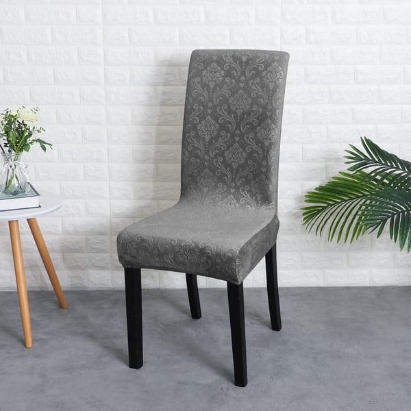 Mørkegrå stoltrekk i præget velour, tykt og holdbart
