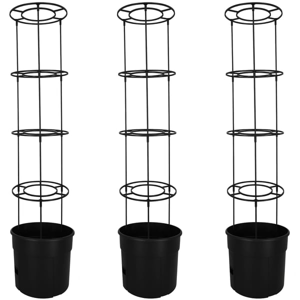 Kruka för tomatodling med stege för balkongen svart 39 cm set om 3