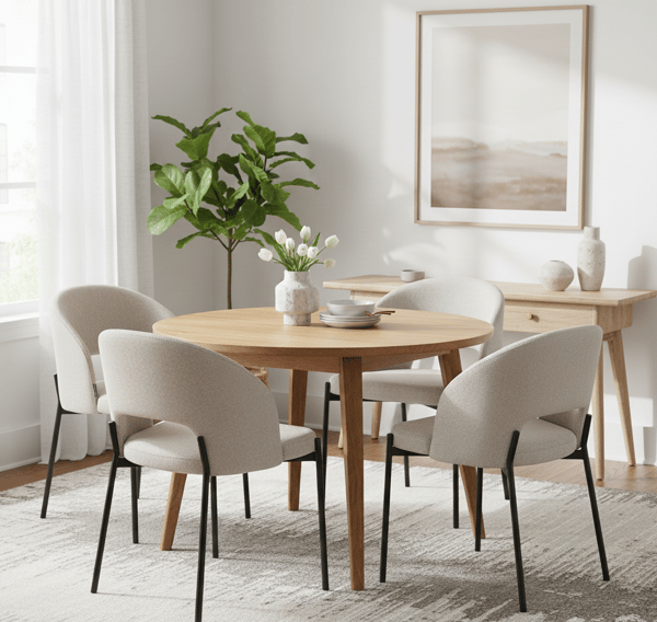 Polstret stol i sienastof, beige