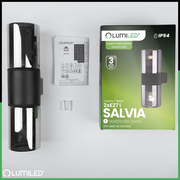 Utomhusvägglampa med två E27 kinkig väggbelysning SALVIA LUMILED