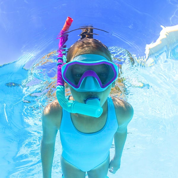 Dykkersæt: Maske med snorkel, svømmebriller + finner