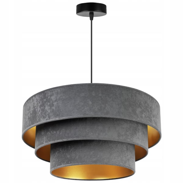 HÆNGENDE LAMPE LOFTSKRONE GYLDEN FLØJLSSKÆRM