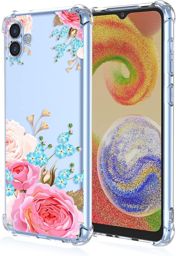 Silikone cover til Samsung Galaxy A04 - gennemsigtigt etui med blomster og pæoner