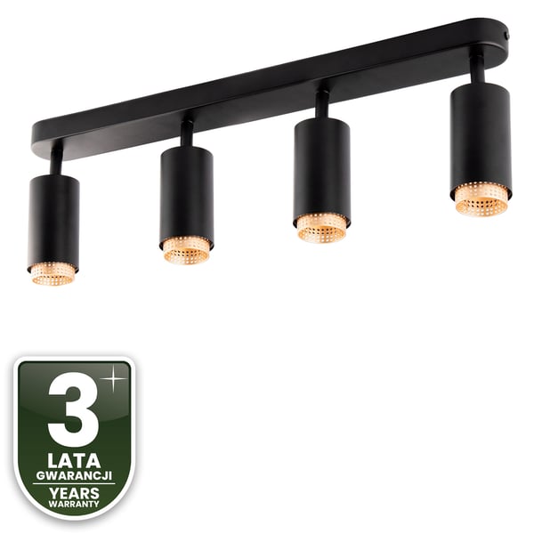 Loftlampe LED Spotlight 4x GU10 Rør Spot ELIGIS Sort LUMILED