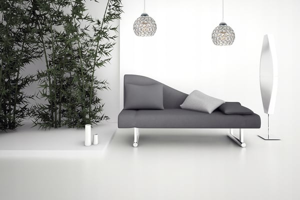 Kromhængende lampe med lysekrone i loftkrystal