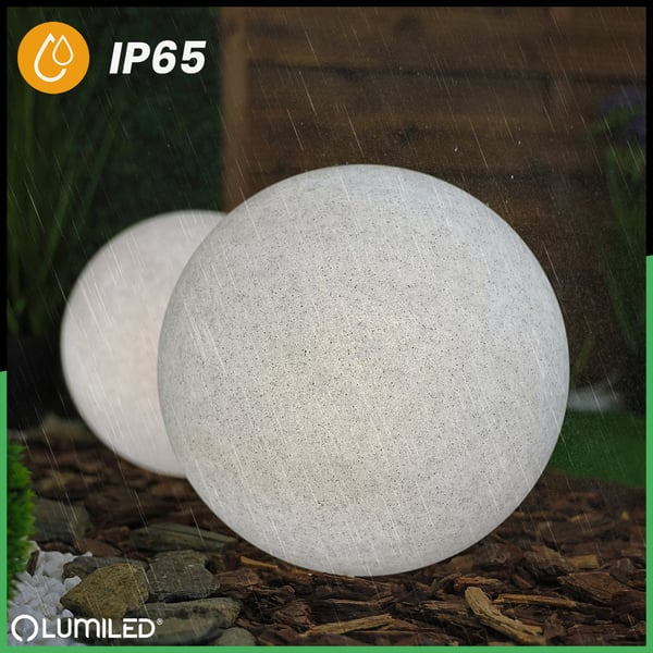 Havelampe udendørs STONE LED-kugle LUMIKULA 40cm E27 IP65 LUMILED