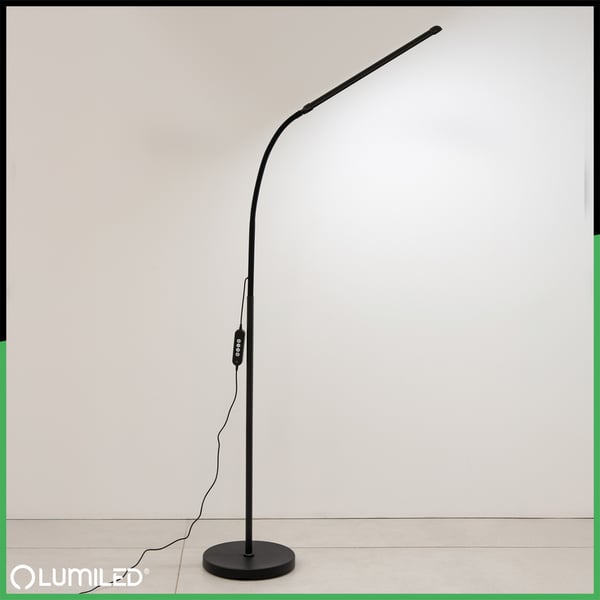 Golvlampa LED 14W CCT dimbar med höjdjustering LONGA 2 svart LUMILED