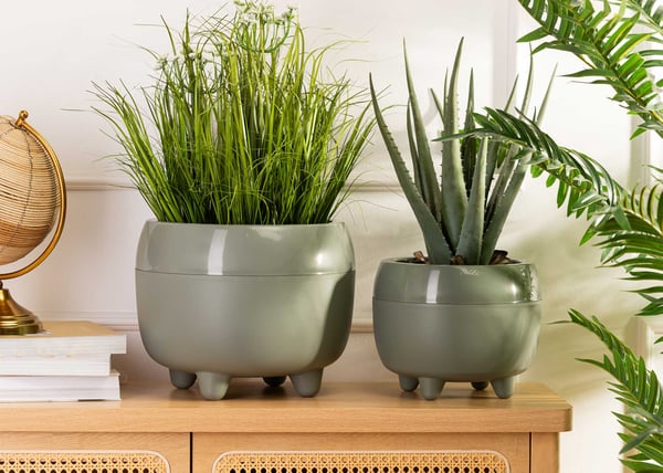Harmaanvihreä botanica-kukkaruukku jaloilla