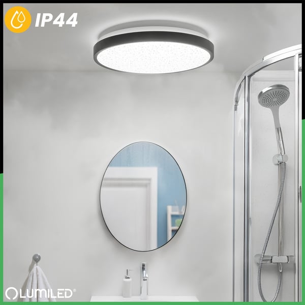 Loftlampe LED overflademonteret 36W 4000K CELIS rund IP44 sort ring ALS LUMILED