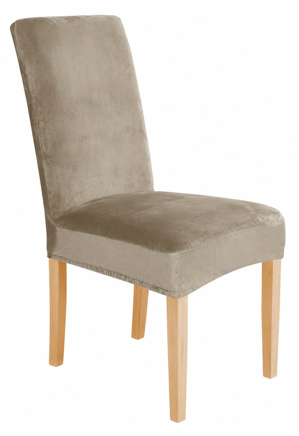 Beige cappuccino stolskydd elastisk sammet