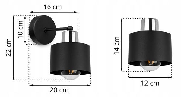VÆGLAMPE, FIRKANTET LAMPE, LOFTSLAMPE, SORT LED-LAMPE