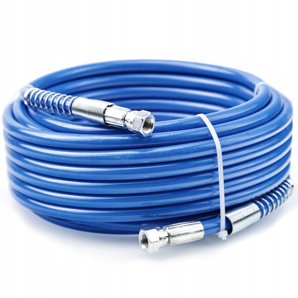 Slangesæt til sprøjtemalingspistol lavet af TPU-fiber 15 m blå + slangekobling GZ 1/4" til GZ 1/4"