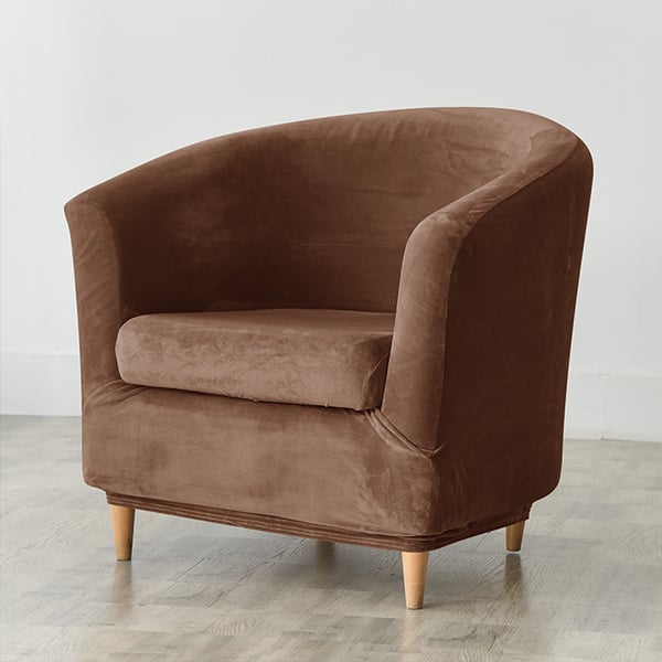 Club-fåtölj överdrag velour brun