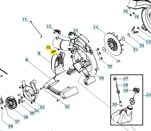 Blæsermotor Husqvarna 125B 125BX McCulloch M320 GBV320 GVB345