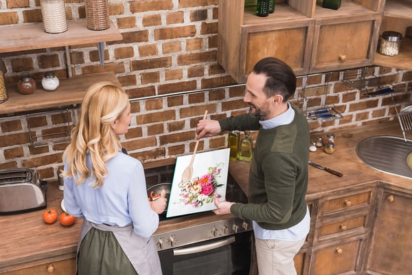 Glas skærebræt 52x40 blomster