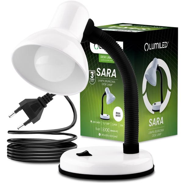 Säädettävä SARA pöytälamppu E27 valkoinen LUMILED
