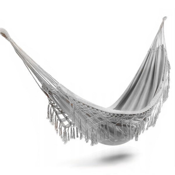 Roikkuva makramee boho-puutarhariippumatto, yhdelle hengelle, vahva, 280x80, keinutuoli, harmaa