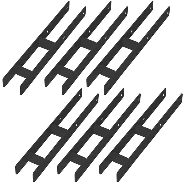 KOTARBAU® H-søjlefod til vægmontering, anker, sort galvaniseret stål, 80 mm, sæt med 6
