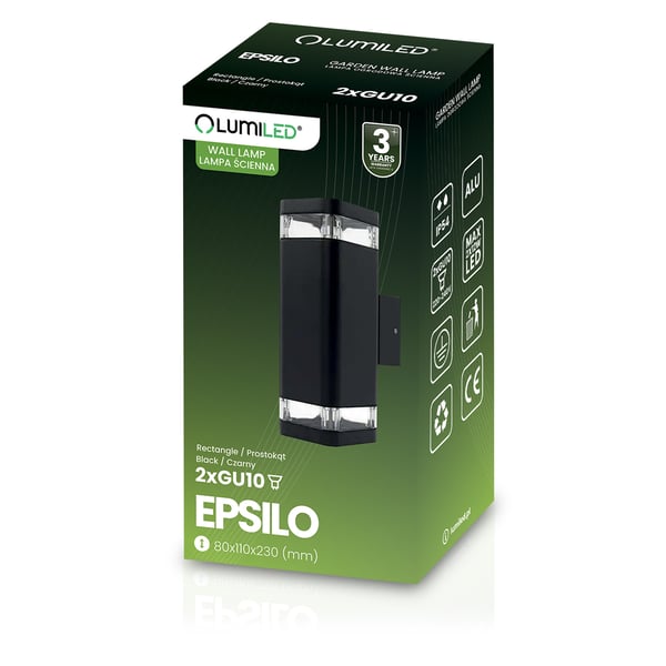 Ulkopuolen seinävalaisin EPSILO LUMILED 2x GU10 LED IP54 ylös alas
