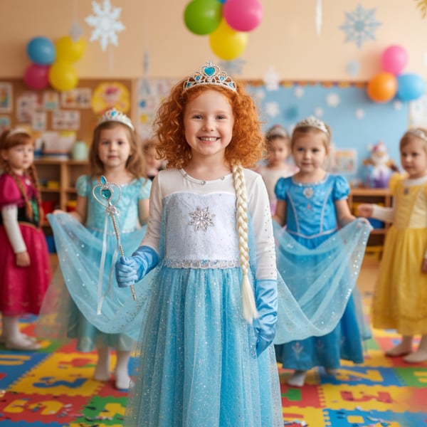 Elsa kostume kostume fest karneval prinsesse kjole pige gallafest