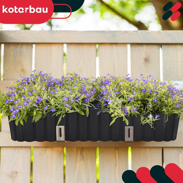 Blomkrukslåda oval balkong terrass rustik antracit 600 mm