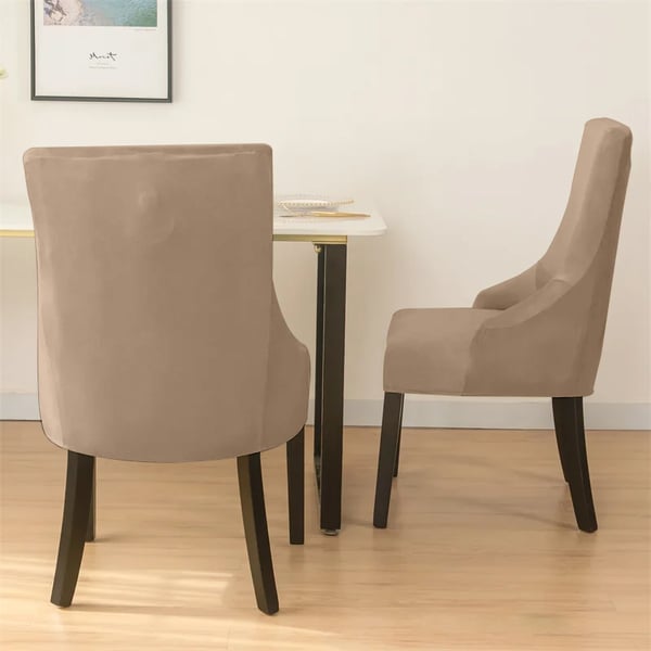 Toscana sammetsfåtöljöverdrag, sammet, beige och cappuccino, tjock