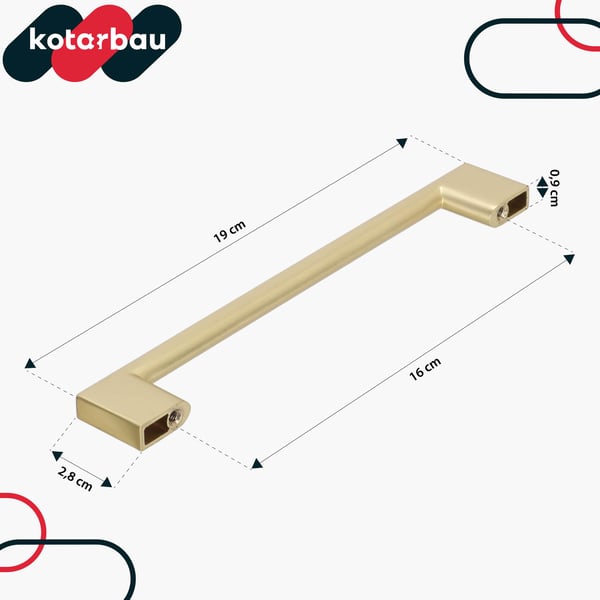 KOTARBAU køkkengreb klassisk moderne aflang guld 190 mm afstand 160 mm