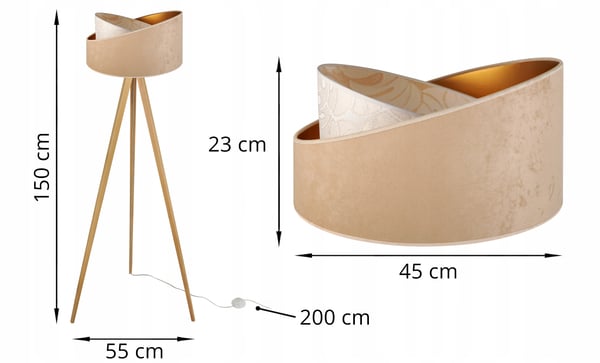 GULVLAMPE MED STÅENDE TRIPOD MØNSTER AF TRÆSKÆRM
