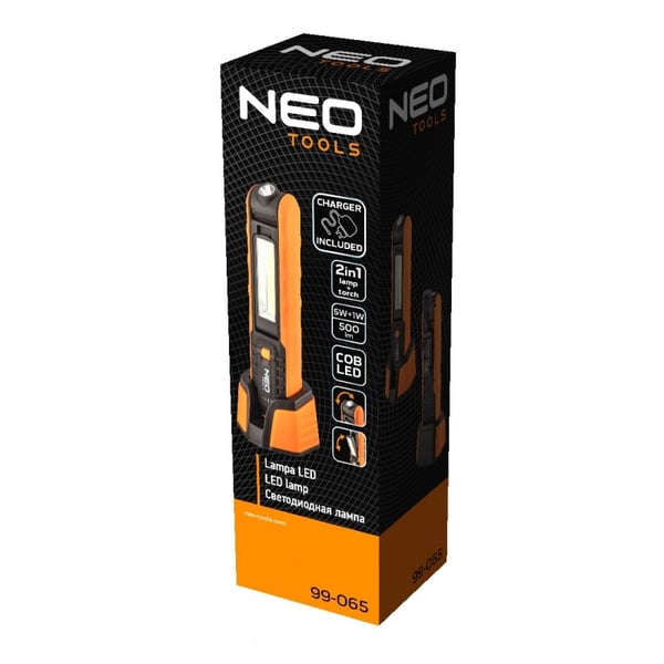 BATTERIDRIVEN VERKSTADSLAMPA 500 LM COB + FICKLAMPA + FOT - T N99-065