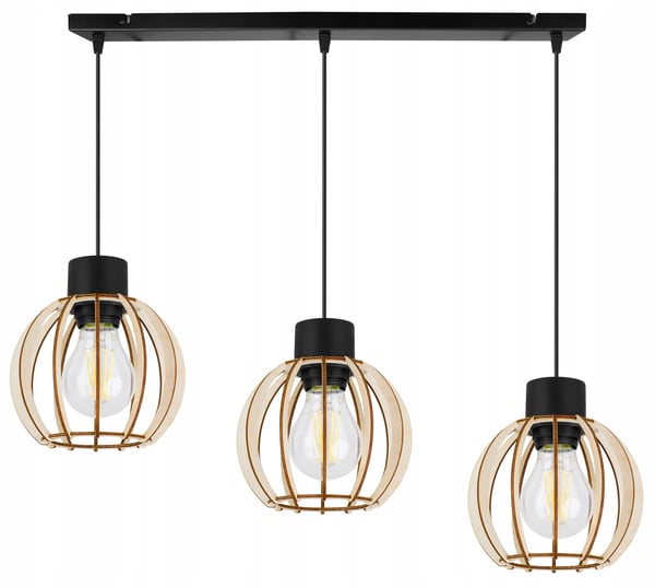 Hængende lampe, loftslysekrone, træ, LED lampeskærm
